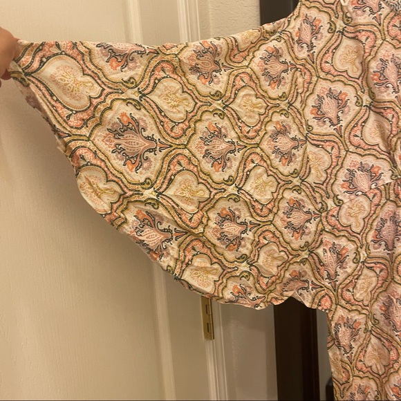 Women’s World Market Bohemian Maxi Dress Empire Waist and Bell Sleeves - Picture 4 of 5